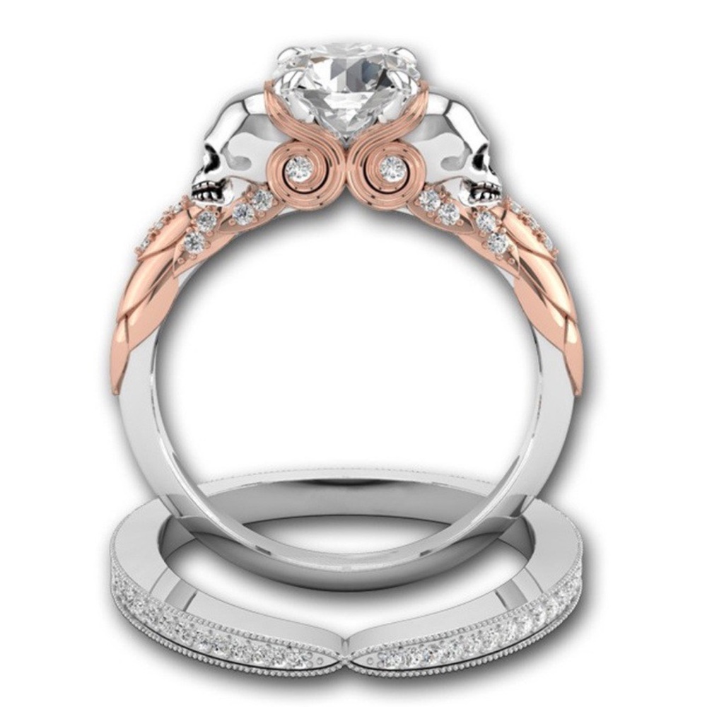 💀Halloween Skull Set CZ Crystal Rings New - Picture 3 of 6